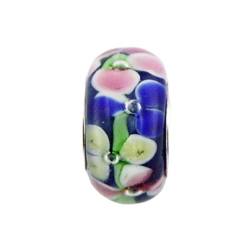 Floral murano glass silver core bead 