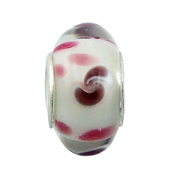 Dotted murano glass silver core bead 