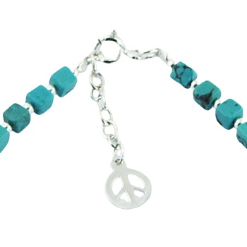 Turquoise bead bracelet with silver wing charm by BeYindi 3