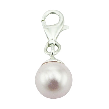 Swarovski crystal pearl silver cap charm 