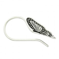 Antiqued butterflies silver drop earrings 