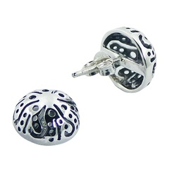 Twirled silver lace semi spheres stud earrings 