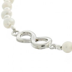 Infinity Freshwater Pearl & Sterling Silver Beads Bracelet 