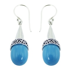 Colorful silver dangle earrings with howlite turquiose drops