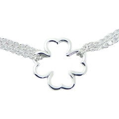 Double silver chain bracelet lucky clover charm 2
