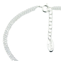 Double silver chain bracelet lucky clover charm 3
