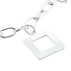 Silver chain bracelet open square charms 2
