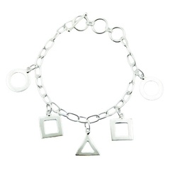Sterling silver charm bracelet mixed geometrical shapes
