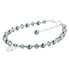 Swarovski crystal pearls bracelet silver lucky clover charm 