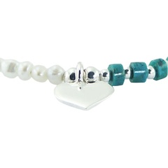 Pearl and turquoise bracelet silver heart charm 3