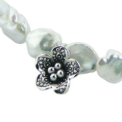 Pearl bracelet silver flower charm 2