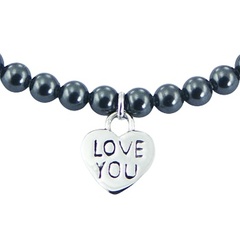 Swarovski crystal pearl bracelet silver heart charm 2