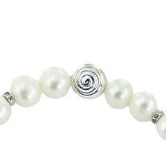 Pearl bracelet carnelian charm and silver spiral 3