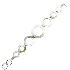 Silver bracelet mother of pearl circles 