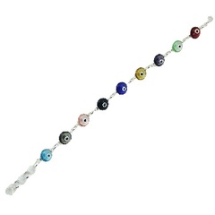 Silver chain bracelet glass beads 2
