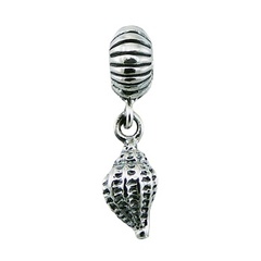 Sterling silver rondell bead with cute shell charm