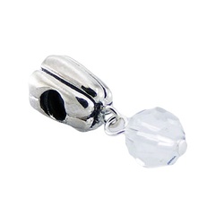 Faceted Swarovski crystal charm silver bead 