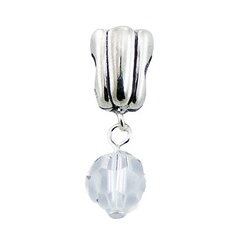 Faceted Swarovski crystal charm conical sterling silver bead