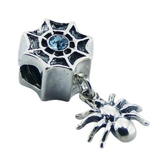 Silver bead web with spider charm 