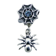 Sterling silver and Swarovski crystal bead web with spider charm