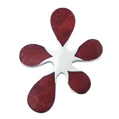 Flamboyant strling silver flower pendant with red sponge coral inlay