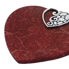 Big coral heart pendant silver heart clasp 2