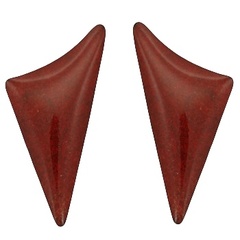 Natural pattern curved triangle red sponge coral polished sterling silver earrings