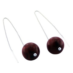 Red coral 12 mm sphere silver earrings 