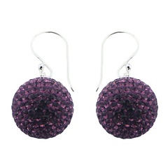 Elegant purple czech crystals glittering brilliance sterling silver earrings