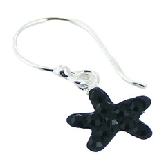 Black czech crystals star silver earrings 2