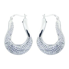 Stunning electroformed transparent white swarovski crystals sterling silver earrings