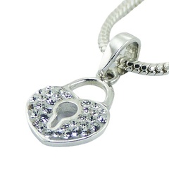 Silver heart pendant with czech crystals 