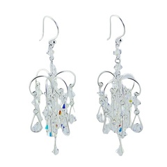 Silver Swarovski glitter earrings 