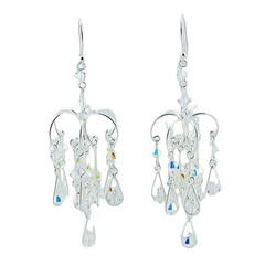 Sterling silver Swarovski crystals glamorous wirework glitter chandelier earrings
