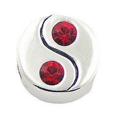 Fashionable yin yang polished sterling silver four crystals bead