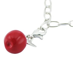 Red colored apple silver enamel charm 