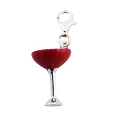 Adorable luxury champagne glass enamel sterling silver charm