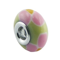Hand painted Fimo lacquer silver core bead 