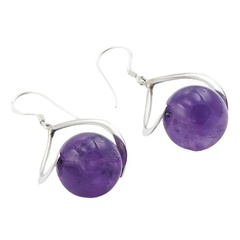 Violet amethyst loop silver earrings 