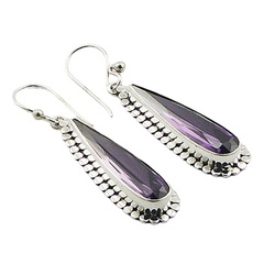 Violet cubic zirconia silver earrings 