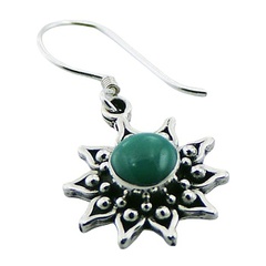Turquoise ornate silver flower earrings 2