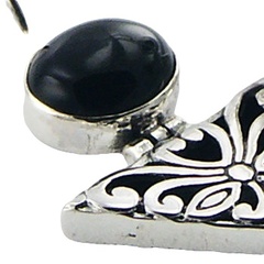 Black agate silver mixed earrings 2