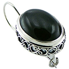 Black agate silver earrings 2