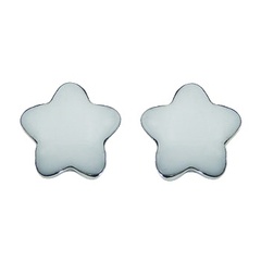 White stylish convexed hydro quartz star shaped fixed hooks sterling silver earrings
