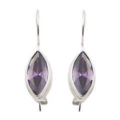 Elegant marquise cut cubic zirconia earrings with sterling silver trimming