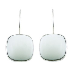 White square hydro quartz sterling silver drop earrings 