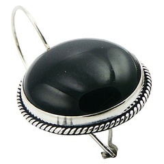 Black agate antiqued silver earrings 2