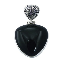Stering silver black agate pendant hinged shiny gemstone
