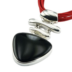 Sterling silver pendant black smoothed agate 