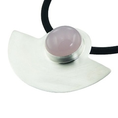 Sterling silver hydro quartz semi-circular shaped modern pendant with hidden bail by BeYindi 